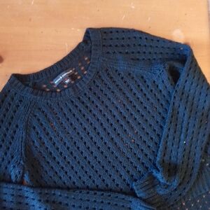 Rock & Republic Black Pointelle Knit Sweater Size small Soft Knit